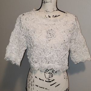 FUN White lace crop top! ZIPS ON THE SIDE
